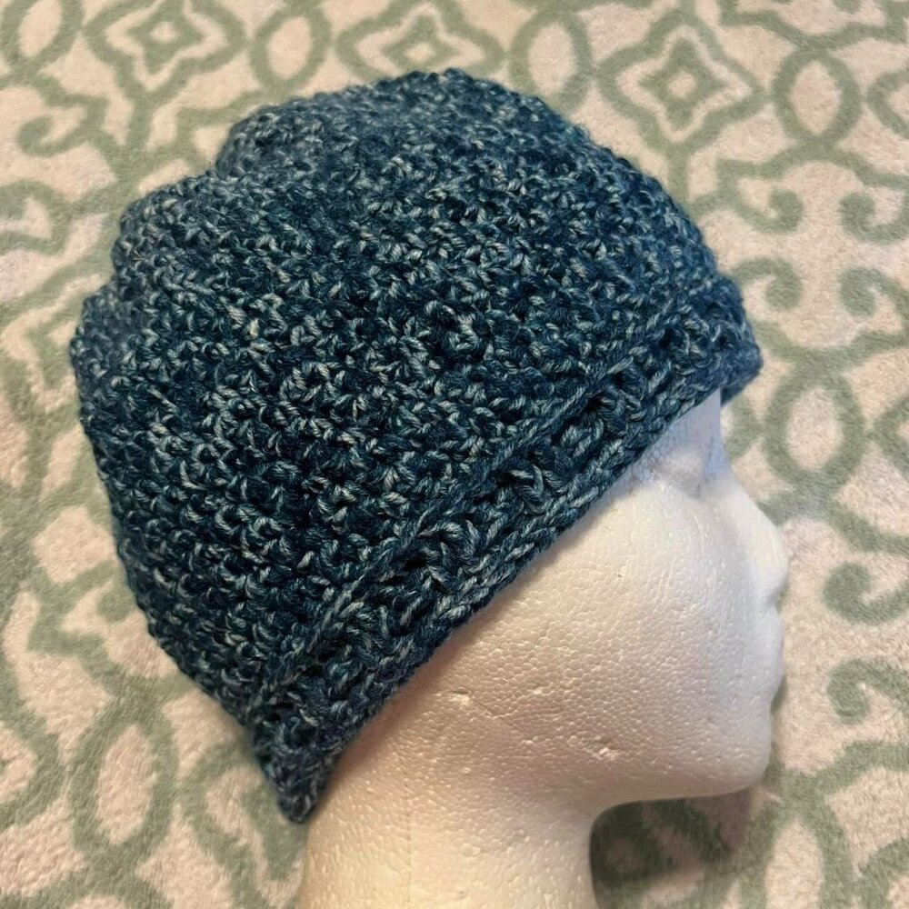 🐻New Handmade Small Blue Beanie - (7" X20-25")		By Mitzi